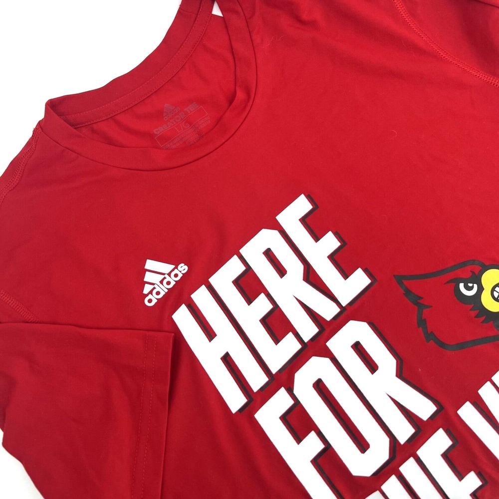 ADIDAS Men's L LOUISVILLE CARDINALS Short-Sleeve AeroReady Creator Tee T-Shirt